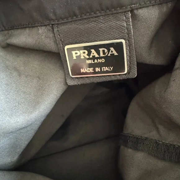 Prada Vintage Bucket Bag with Enameled Metal Triangle Logo Plate